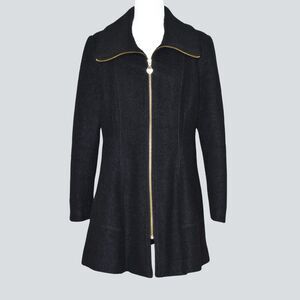 GUESS Women's Wool-Blend Black A-line Fit Swing/Trench Coat Size XL